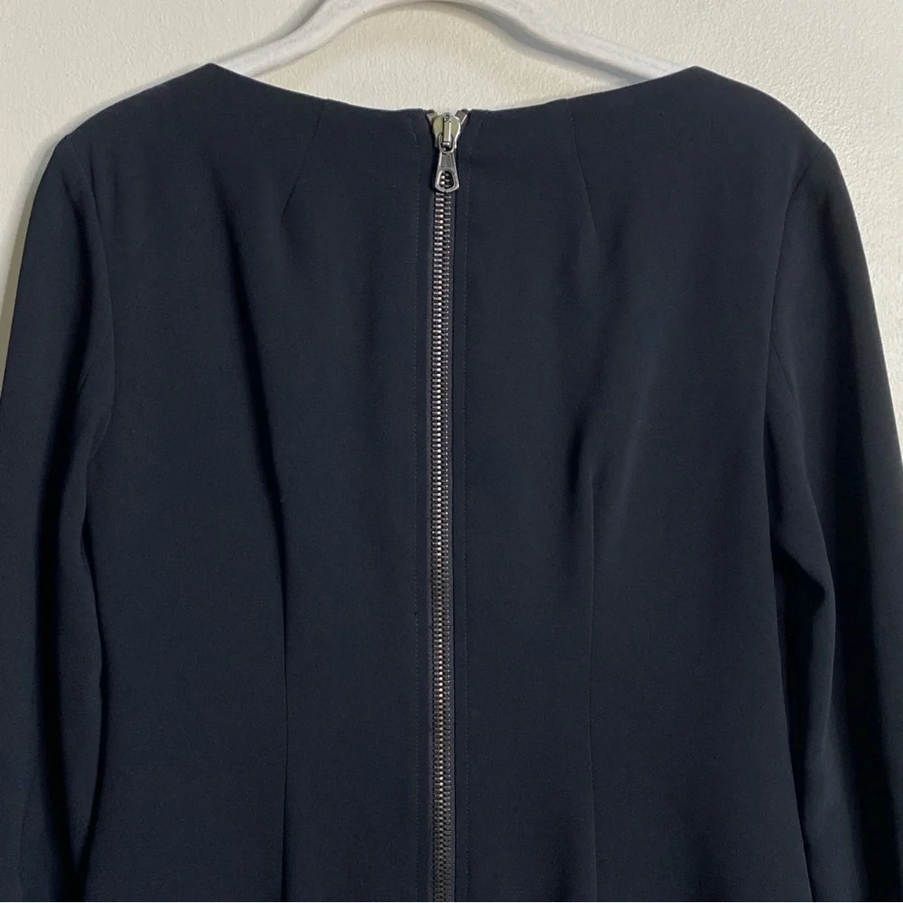 Rag & Bone Black Leather Trim Harlow Crepe Shift Dress Size 0